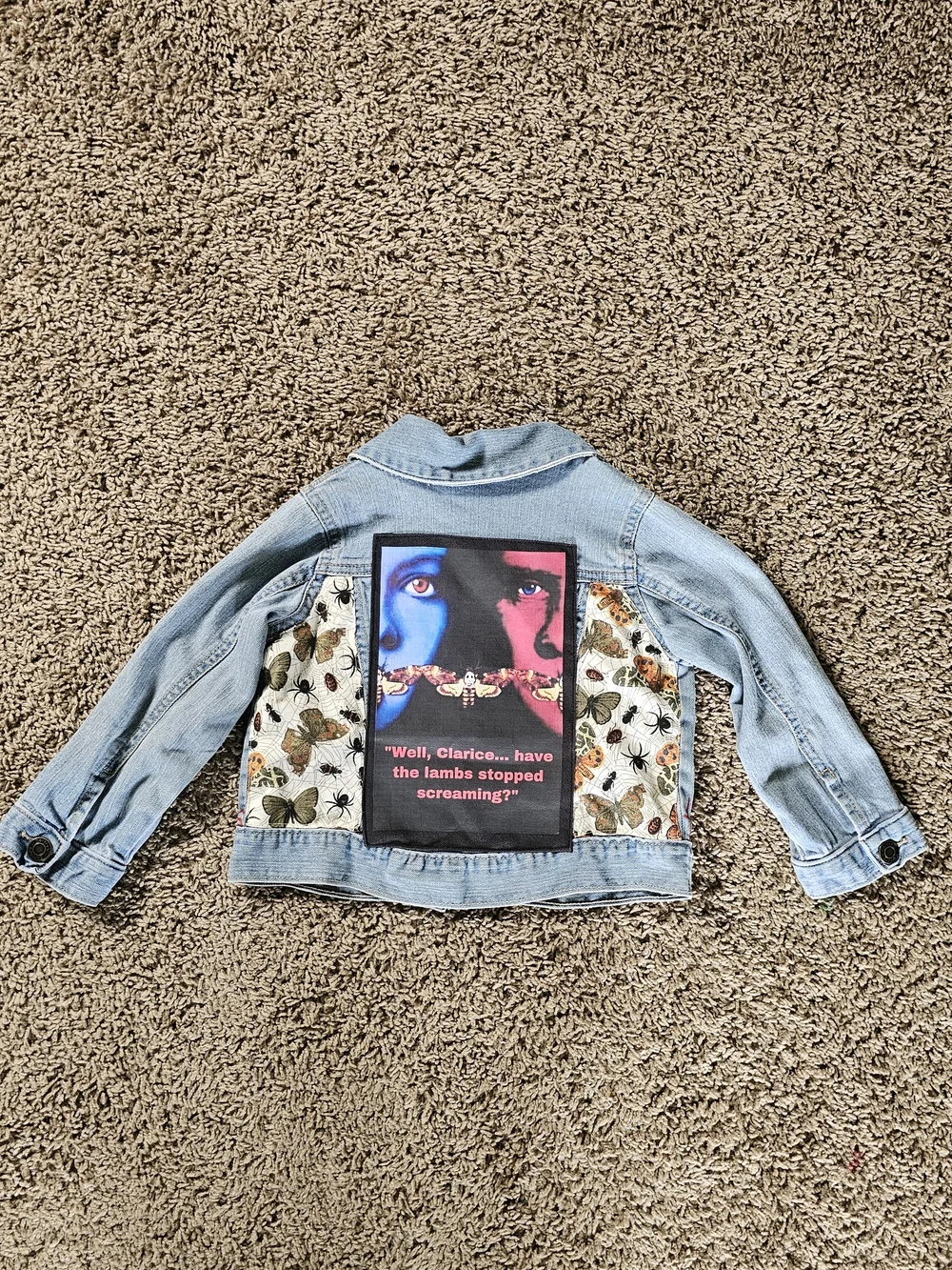 Custom Silence Of The Lambs Kids Denim Jacket Size 3T-4T Butterflies Desgin